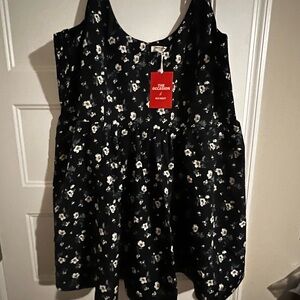 Old Navy Black Dress with White Floral Design